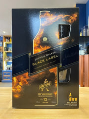 Johnnie Walker Black Label 12 Year Old 200th Anniversary with 2 Glass Tumblers 70cl